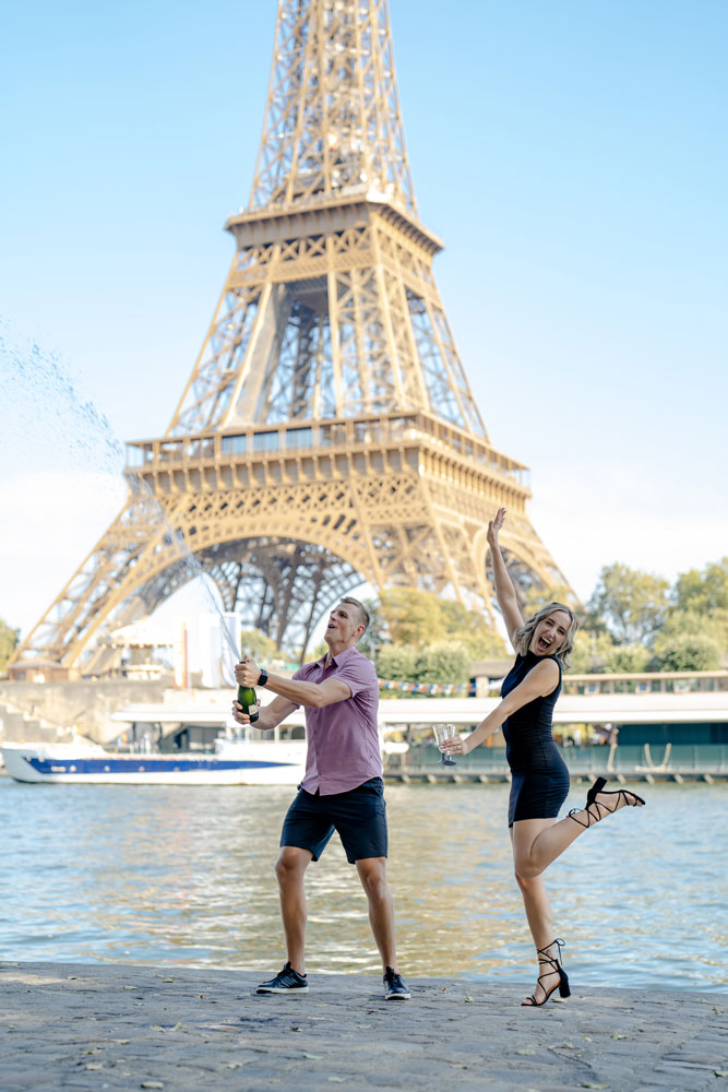 joyful dancing eiffel tower pose