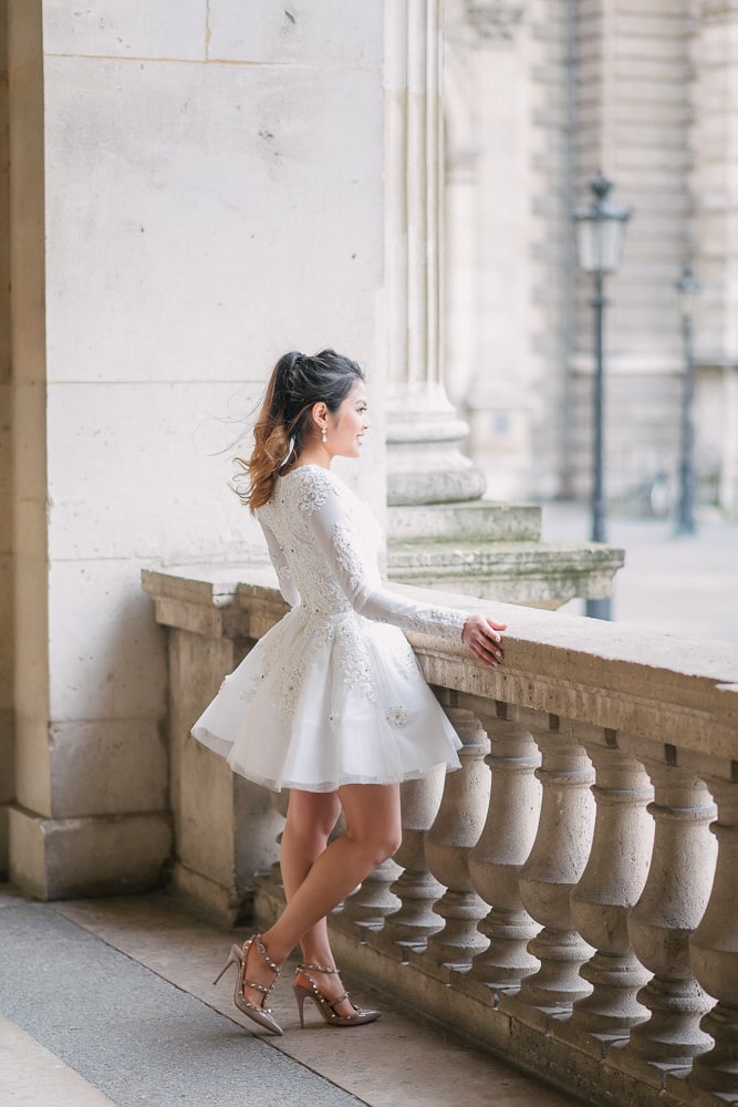 Portrait of a beautiful asian girl at the Louvre Museum in Paris